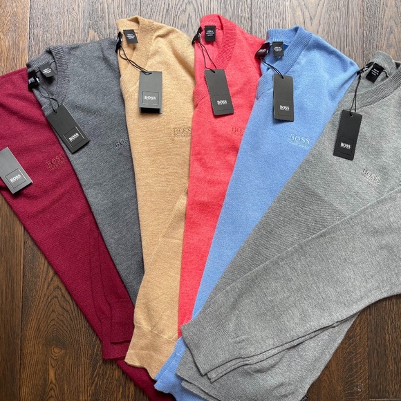 New Hugo Boss Sweater V Neck Gray Wool Pullover Sweater - Picture 7 of 7